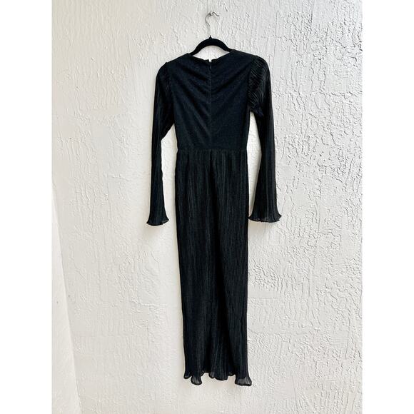 Suboo Crystal Bell Sleeve Plunging Wire Neck Maxi Dress Black Women's Size XS - Picture 11 of 11